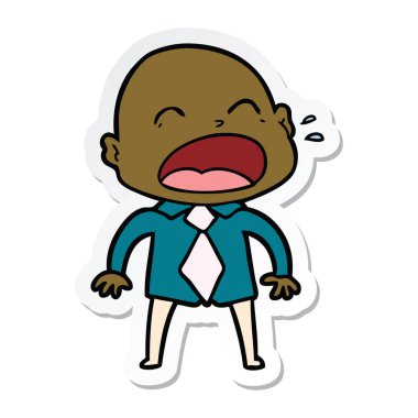 kel adam bağıran bir çizgi film etiketi