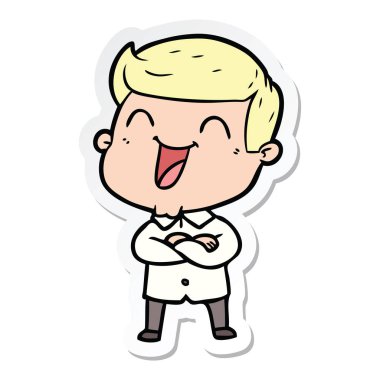 gülen bir çizgi film adam etiketi