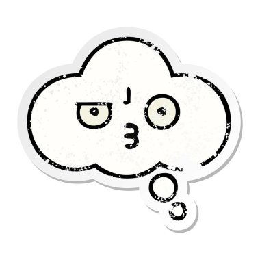 sevimli çizgi düşünce balonu sıkıntılı etiket