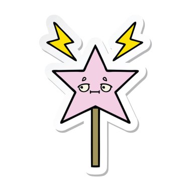 sevimli çizgi sihirli bir değnek etiket