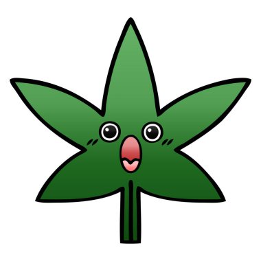 Degrade gölgeli karikatür marihuana yaprağı