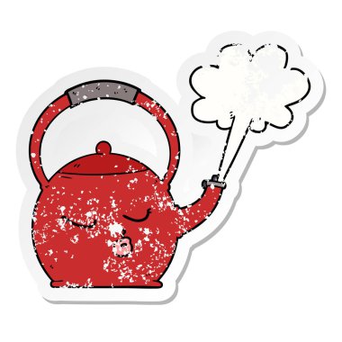 kaynar su ısıtıcısı bir karikatür sıkıntılı etiket