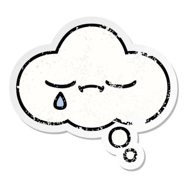 sevimli çizgi düşünce balonu sıkıntılı etiket