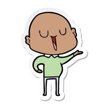 etiket bir mutlu karikatür kel adam