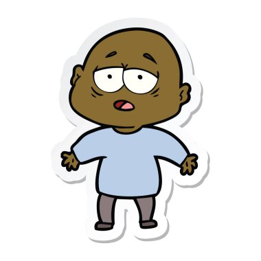 etiket bir karikatür kel adam yorgun