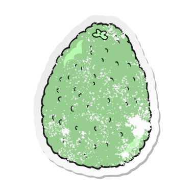 Retro etiket bir karikatür avokado sıkıntılı