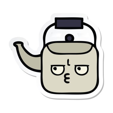 sevimli çizgi Kettle etiket
