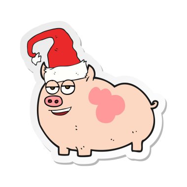etiket bir karikatür Noel domuz