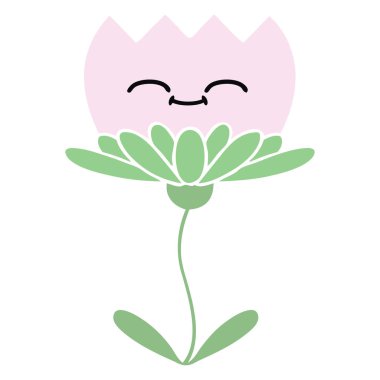 düz renk retro karikatür bir çiçek