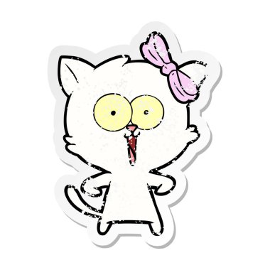 bir karikatür kedi sıkıntılı etiket