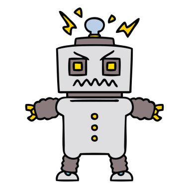 el çekilmiş ilginç karikatür robot