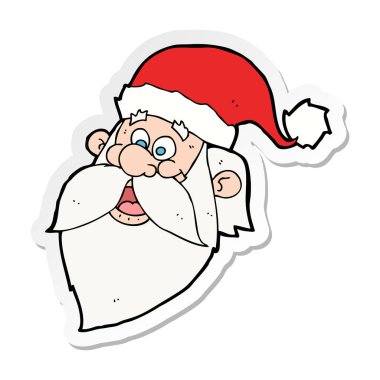 etiket bir karikatür neşeli Noel Baba yüz