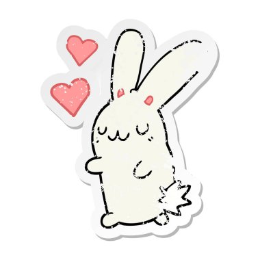 aşık bir karikatür tavşan sıkıntılı etiket