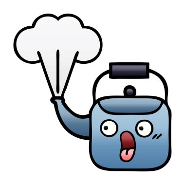 dumanı tüten bir Kettle degrade gölgeli çizgi film