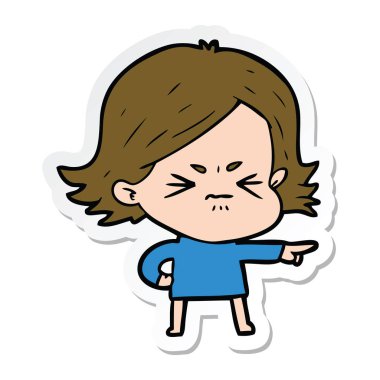 bir çizgi film kızgın kız etiketi