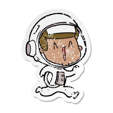 mutlu karikatür astronotun sıkıntılı etiket