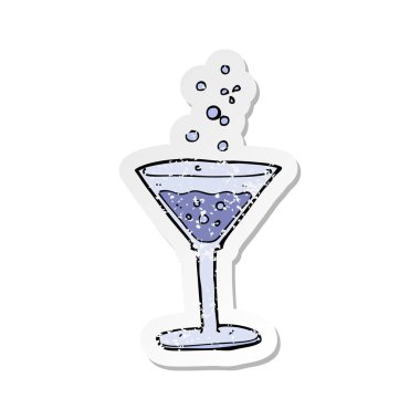 Retro bir karikatür kokteyl etiket sıkıntılı