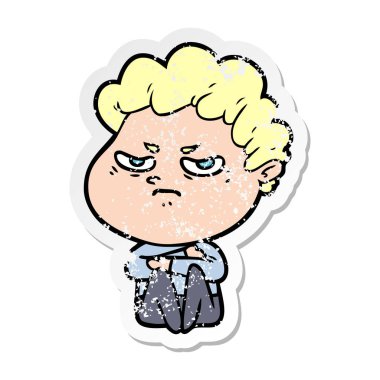 bir çizgi film kızgın adam sıkıntılı etiket