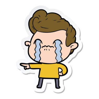 ağlayan bir çizgi film adamın etiket