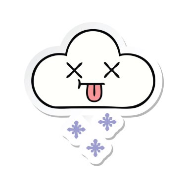 sevimli çizgi kar bulut etiket