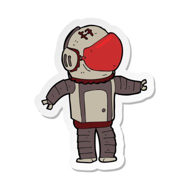 bir çizgi film astronotun etiket