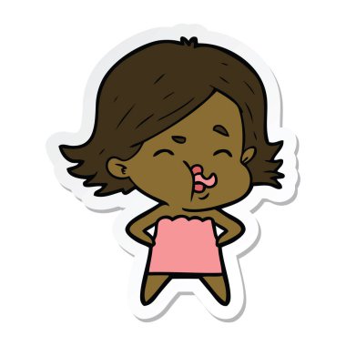 etiket yüz çekerek bir çizgi film kız