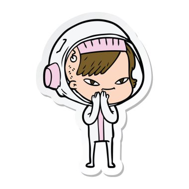 bir çizgi film astronot kadının etiket