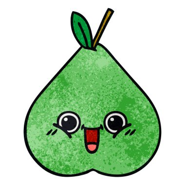 Retro grunge doku karikatür yeşil armut