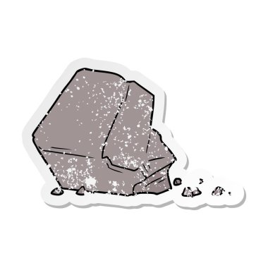 çizgi film büyük bir kayanın sıkıntılı etiket