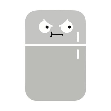 bir buzdolabı dondurucu düz renk retro karikatür