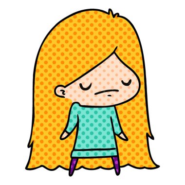 bir şirin kawaii kız çizgi film gösterimi