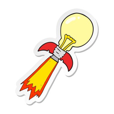 bir çizgi film ampul uzay mekiği etiket