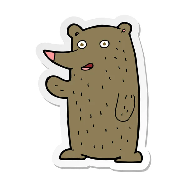 Aufkleber Eines Karikatur Winkenden Bären — Stockvektor