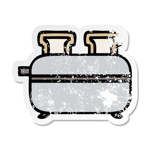 Distressed sticker of a cute cartoon double toaster — Stock Vector