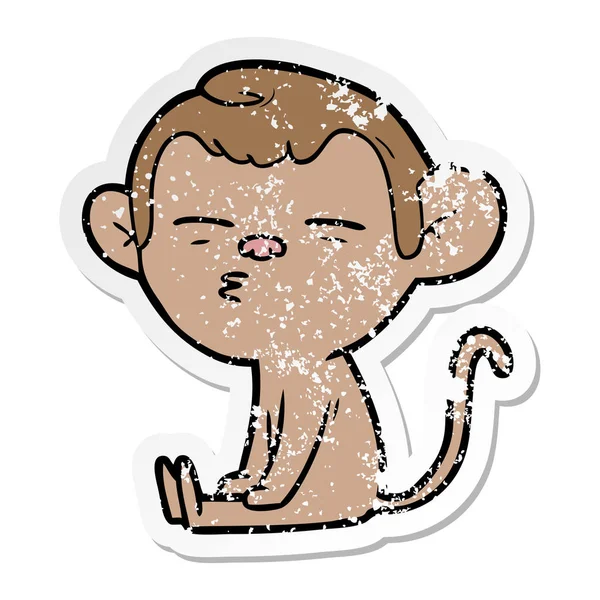 Etiqueta Angustiada Macaco Suspeito Dos Desenhos Animados — Vetor de Stock