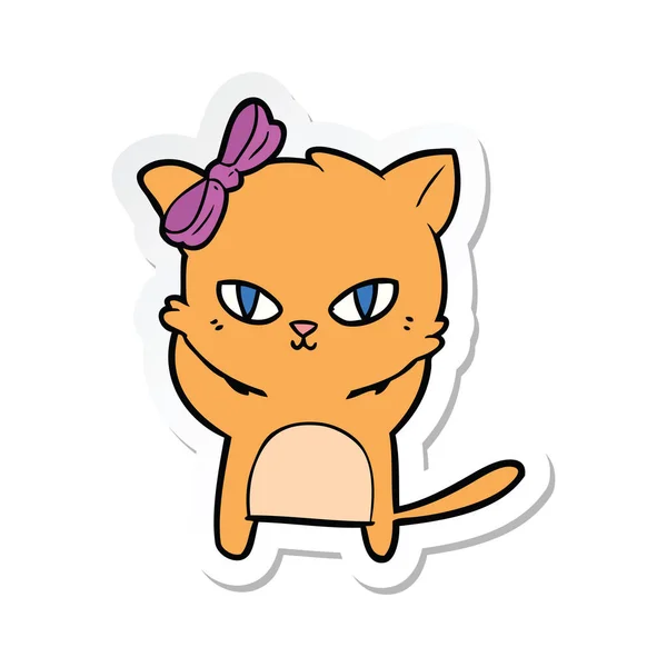 Sticker Van Een Leuke Cartoon Kat — Stockvector