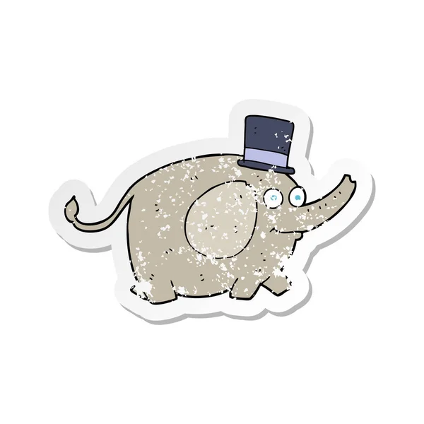 Retro Noodlijdende Sticker Van Een Cartoon Olifant — Stockvector