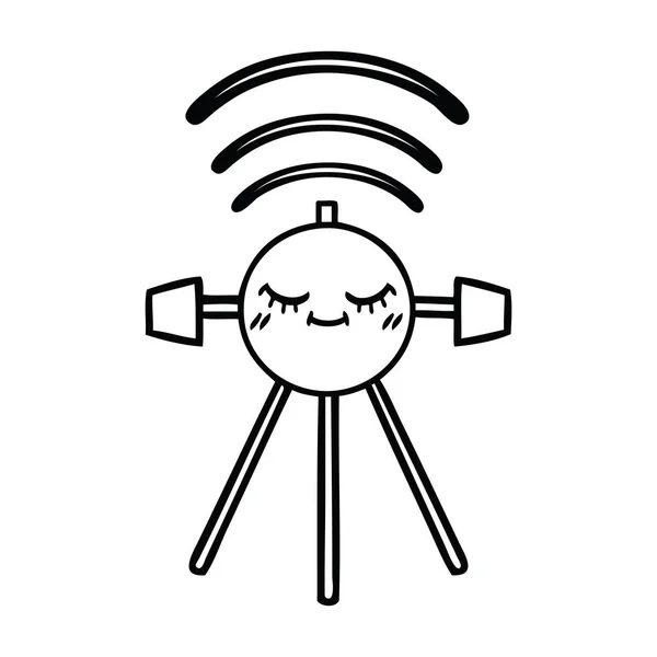 Dessin ligne dessin animé espace satellite — Image vectorielle