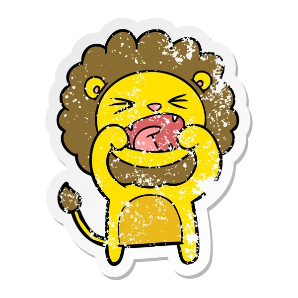 Distressed Sticker Cartoon Lion — Stock Vector