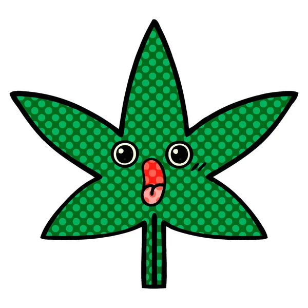 Komiks stylu kreskówka liść marihuany — Wektor stockowy