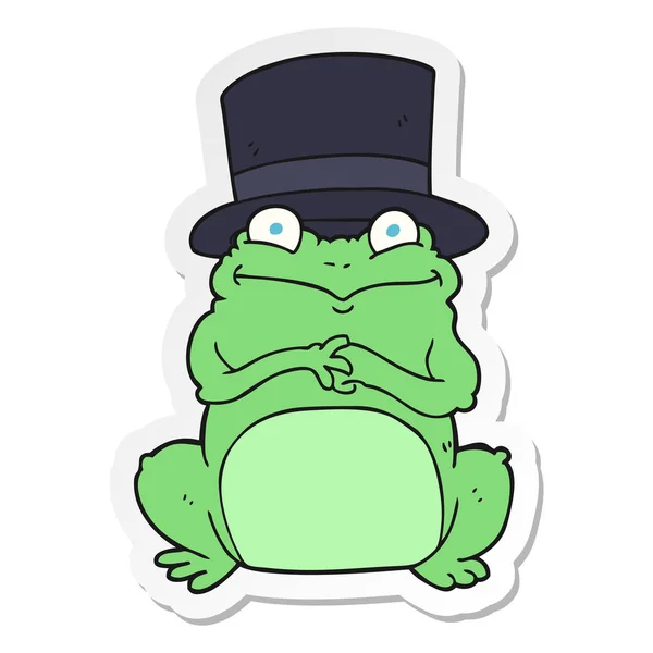 Sticker Cartoon Frog Top Hat — Stock Vector