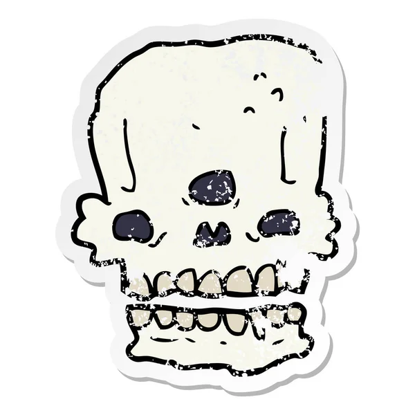 Distressed Sticker Cartoon Spooky Skull — Stock Vector