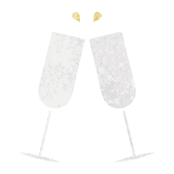 Ретро Ілюстрація Стиль Мультфільм Кмітливого Шампанського Флейти — стоковий вектор
