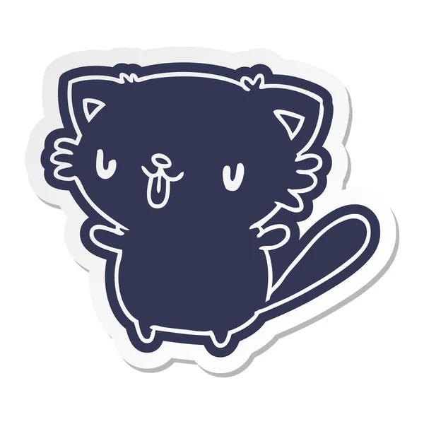 Cartoon-Sticker der süßen Kawaii-Katze — Stockvektor