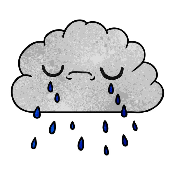 かわいい泣いている雲のフリーハンドの描かれたテクスチャ漫画 — ストックベクタ