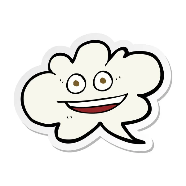 Etiqueta de uma bolha de fala de nuvem de desenho animado com cara —  Vetores de Stock