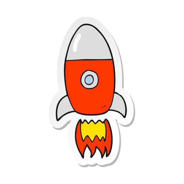 Sticker Cartoon Flying Rocket — Stock Vector