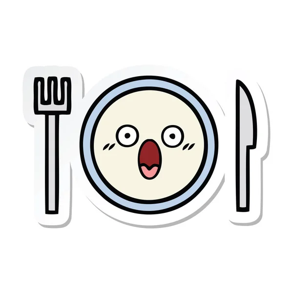 Sticker van een leuke cartoon diner plaat — Stockvector