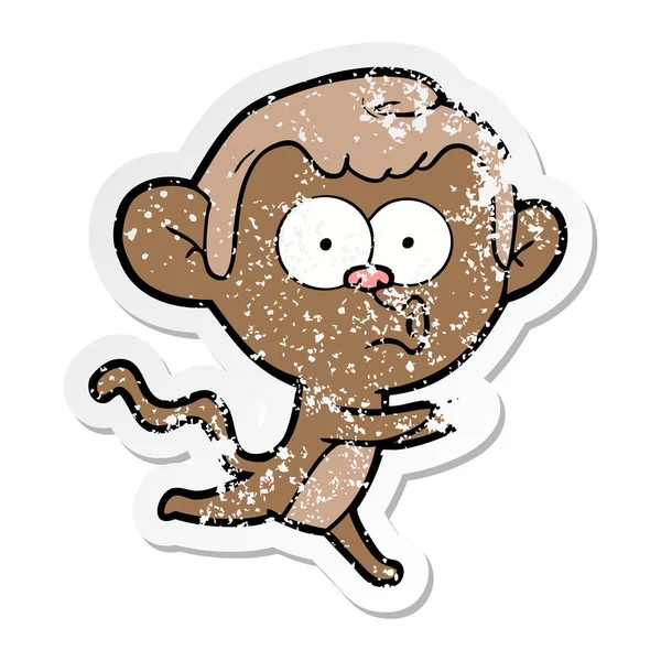 Adesivo angosciato di una scimmia di hooting del fumetto — Vettoriale Stock
