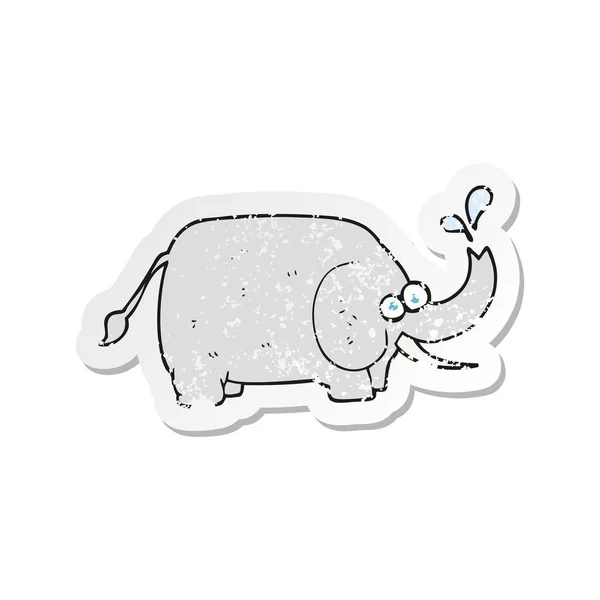 Pegatina Retro Angustiado Elefante Dibujos Animados — Archivo Imágenes Vectoriales